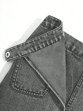 Girls Washed Blue Loose Straight-Leg Jeans, Front Wrap Scarf Dual Placket Design, Casual & Fashionable For Everyday Wear